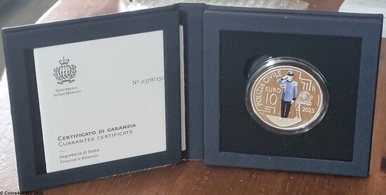 10 Euro 2025: Polizia Civile, Doosje met COA
