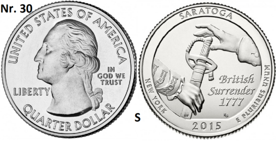 25 Cent 2015, Saratoga National Historical Park, New York mmt S