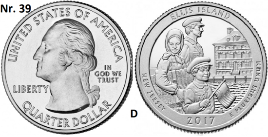 25 Cent 2017, Ellis Island, Statue of Liberty National Monument, New Jersey mmt D