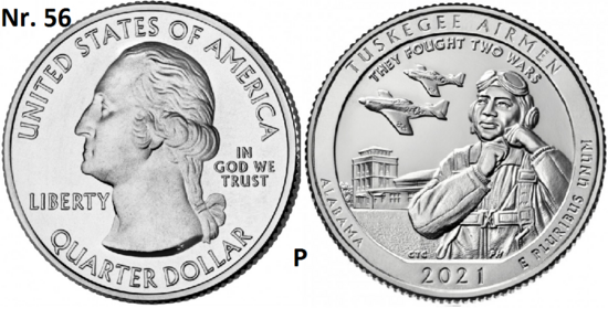 25 Cent 2021, Tuskegee Airmen National Historical Site, Alabama mmt P