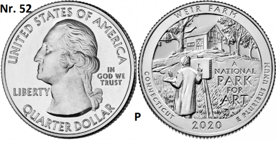 25 Cent 2020, Weir Farm National Historical Park, Connecticut mmt P