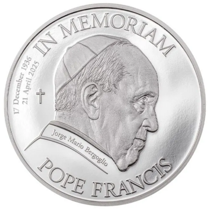 Cook Islands 5 Dollar 2025 'Paus Fransiscus', zilver Ag 999, Proof