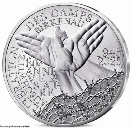 Frankrijk 10 euro 2025 "80 jaar bevrijding van Auschwitz-Birkenau", Zilver Proof