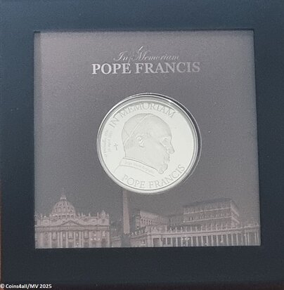 Cook Islands 5 Dollar 2025 'Paus Fransiscus', zilver Ag 999, Proof
