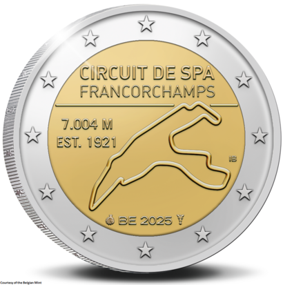 België 2 Euro 2025 "Circuit Spa Francorchamps", Losse munt in BU
