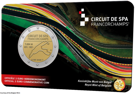 België 2 Euro 2025 "Circuit Spa Francorchamps", BU in coincard Nederlandse versie