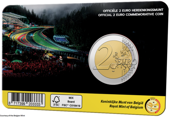 België 2 Euro 2025 "Circuit Spa Francorchamps", BU in coincard Franse versie