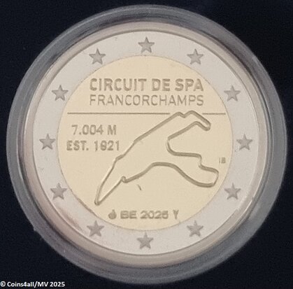 België 2 Euro 2025 "Circuit Spa Francorchamps", Proof in etui