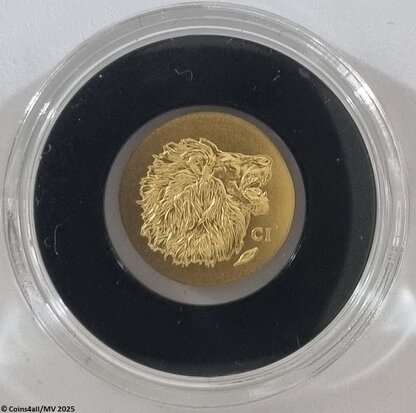 Cook Islands 5 Dollar 2025 'Leeuw', goud Au 999, Proof