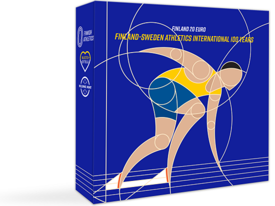 Finland 20 euro 2025 "100 Jaar Atletiek wedstrijd Finland - Zweden", Proof in luxe doosje