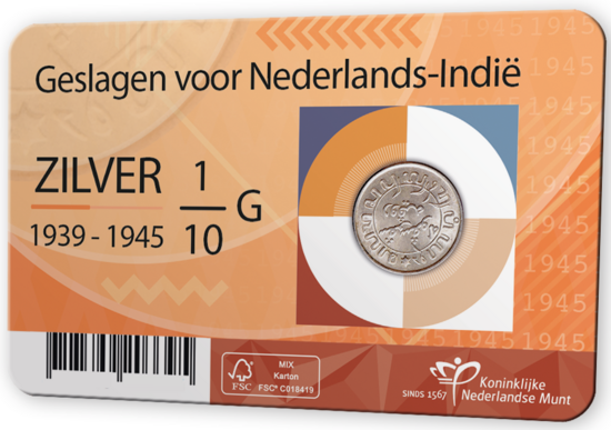 Numismatische Coincard 2025: '1/10de Gulden Nederlands-Indië 1939 - 1945'