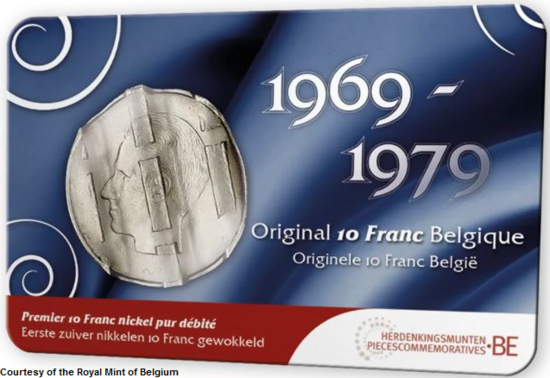 Numismatische coincard 2025: 10 Frank 1969-1979, wokkel Franse versie