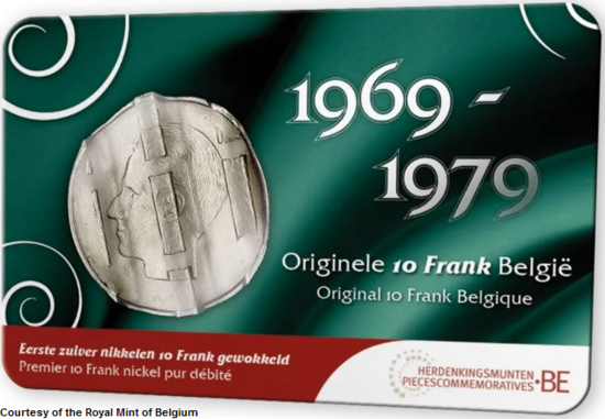 Numismatische coincard 2025: 10 Frank 1969-1979, wokkel Nederlandse versie