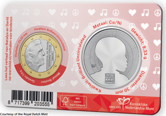 Nederland  1 Euro én penning 2025 "War Child", BU, achterkant