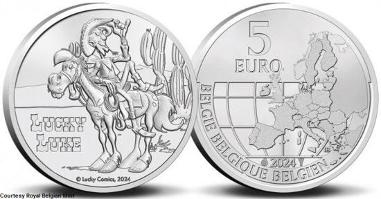 2024: Lucky Luke, munt voor- en achterkant