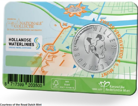 Nederland 5 euro 2025 "Hollandse Waterlinies", BU in coincard