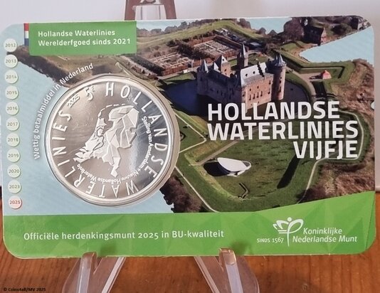 Nederland 5 euro 2025 "Hollandse Waterlinies", BU in coincard