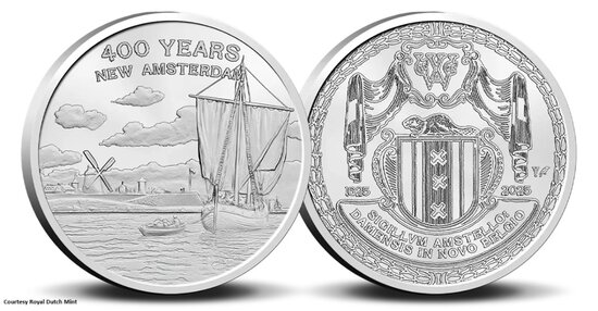 Nederland Penning 2025 400 Jaar Nieuw Amsterdam, BU in coincard