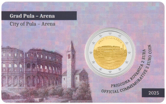 Kroati&euml; 2 Euro 2025 "Pula Arena", BU in coincard