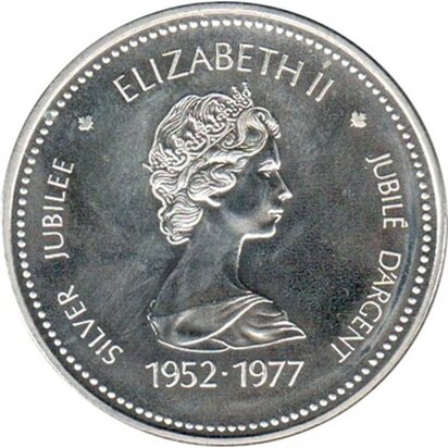 Canada 1 Dollar 1977, "25-jarige herdenking troonsbestijging Koningin Elizabeth II", Zilver Ag 0,500