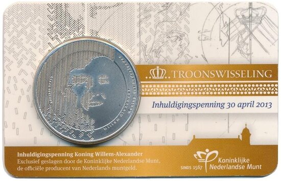 Nederland penning 2013 "Inhuldigingspenning", BU in coincard