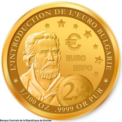2025: 1.000 Franc 'Bulgarije - Introductie Euro', Proof goud Au 999