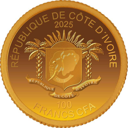 Ivoorkust 100 Franc CFA 2025 'Michelangelo', Proof goud Au 999