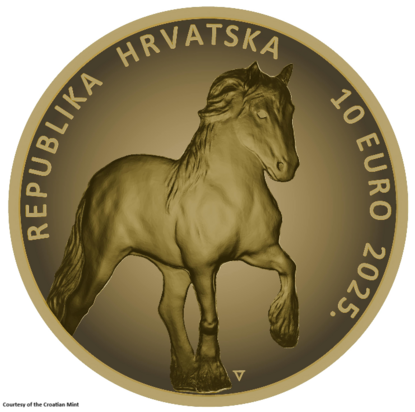 Kroati&euml; 10 Euro 2025 "Kroatische Koudbloed Paard", BU met COA in cassette Au 999