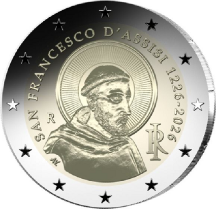 Itali&euml;: 800ste verjaardag dood van Sint Franciscus van Assisi, Reverse Proof