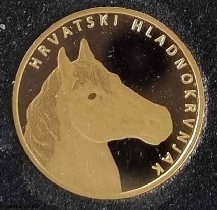 Kroati&euml; 10 Euro 2025 "Kroatische Koudbloed Paard", BU met COA in cassette Au 999