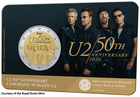 2026: U2, 50 Jaar coincard voorkant