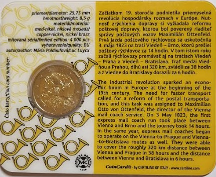 2023: 200 jaar exprespost op de route Wenen – Bratislava, BU in coincard