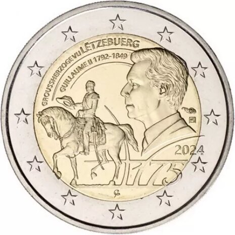  2024: (Visual ter indicatie) 175e sterfdag van groothertog Guillaume II/Willem II, BU in coincard