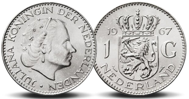 Zilveren Gulden Juliana munt