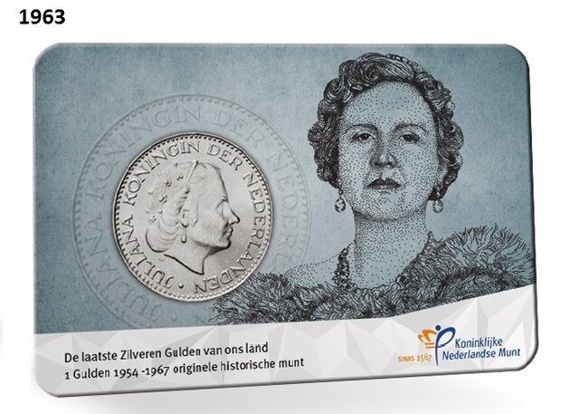 Coincard met zilveren gulden 1963