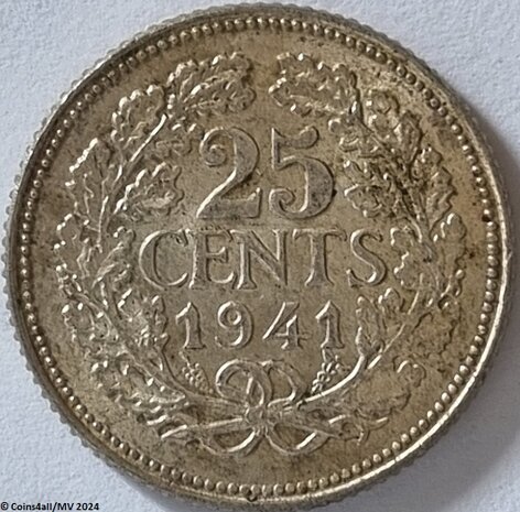 Nederland  25 Cent 1941 Fr.