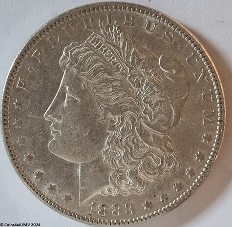 1 Morgan Dollar 1883, zonder mmt, Prachtig  /  EF