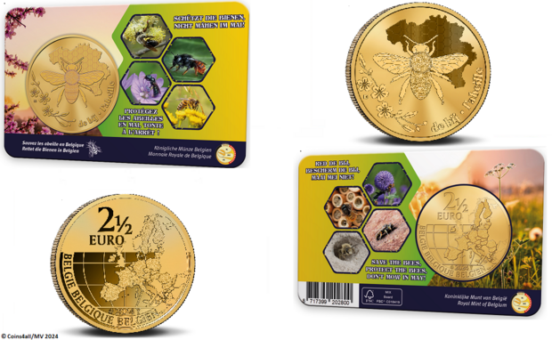 België 2½ Euro 2024 "De bij in België", BU in coincard Frans