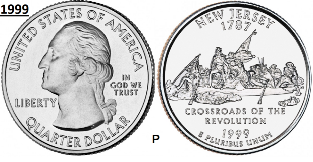 25 Cent 1999, New Jersey 'The Garden State', UNC mmt P