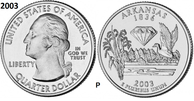 25 Cent 2003, Arkansas 'The Natural State', UNC mmt P