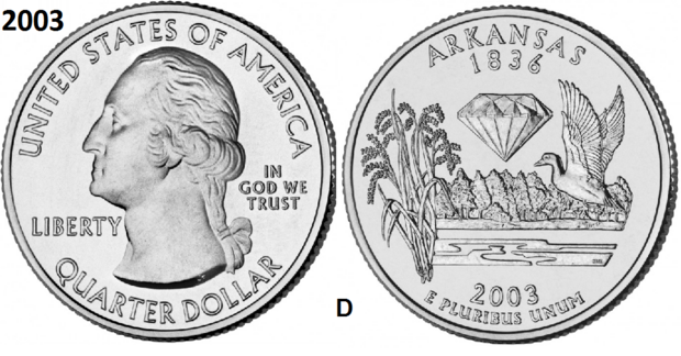 25 Cent 2003, Arkansas 'The Natural State', UNC mmt D
