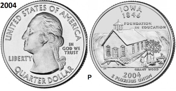 25 Cent 2004, Iowa 'The Hawkeye State', UNC mmt P