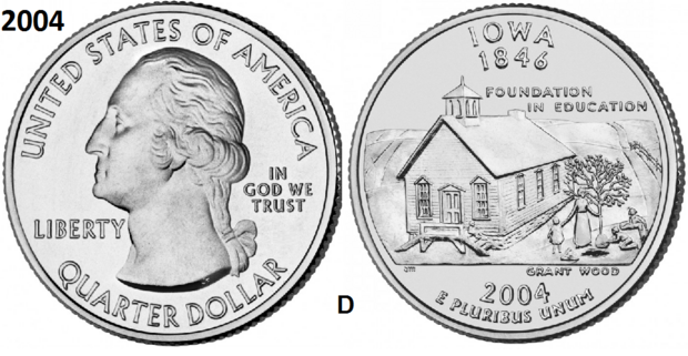 25 Cent 2004, Iowa 'The Hawkeye State', UNC mmt D