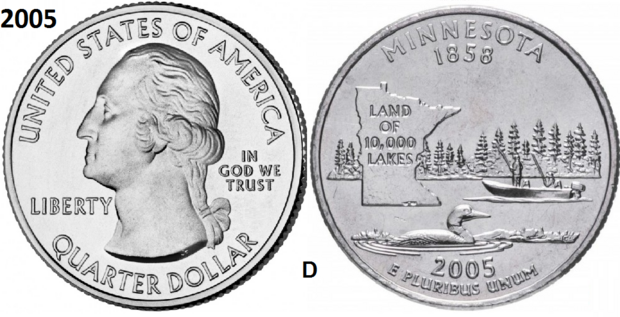 25 Cent 2005, Minnesota 'The North Star State', UNC mmt D