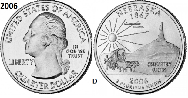 25 Cent 2006, Nebraska 'The Cornhusker State', UNC mmt D