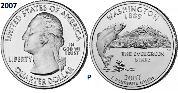 25 Cent 2007, Washington 'The Evergreen State', UNC mmt P