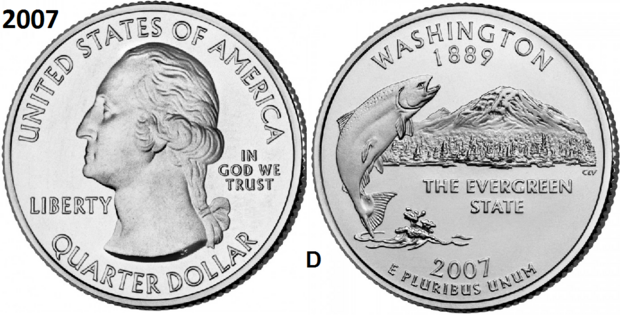 25 Cent 2007, Washington 'The Evergreen State', UNC mmt D