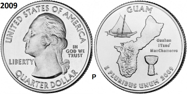 25 Cent 2009, Guam, UNC mmt P