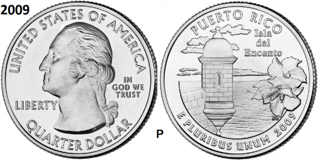 25 Cent 2009, Commonwealth of Puerto Rico, UNC mmt P