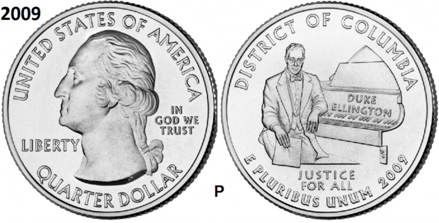25 Cent 2009, District of Columbia (Washington D.C.), UNC mmt P